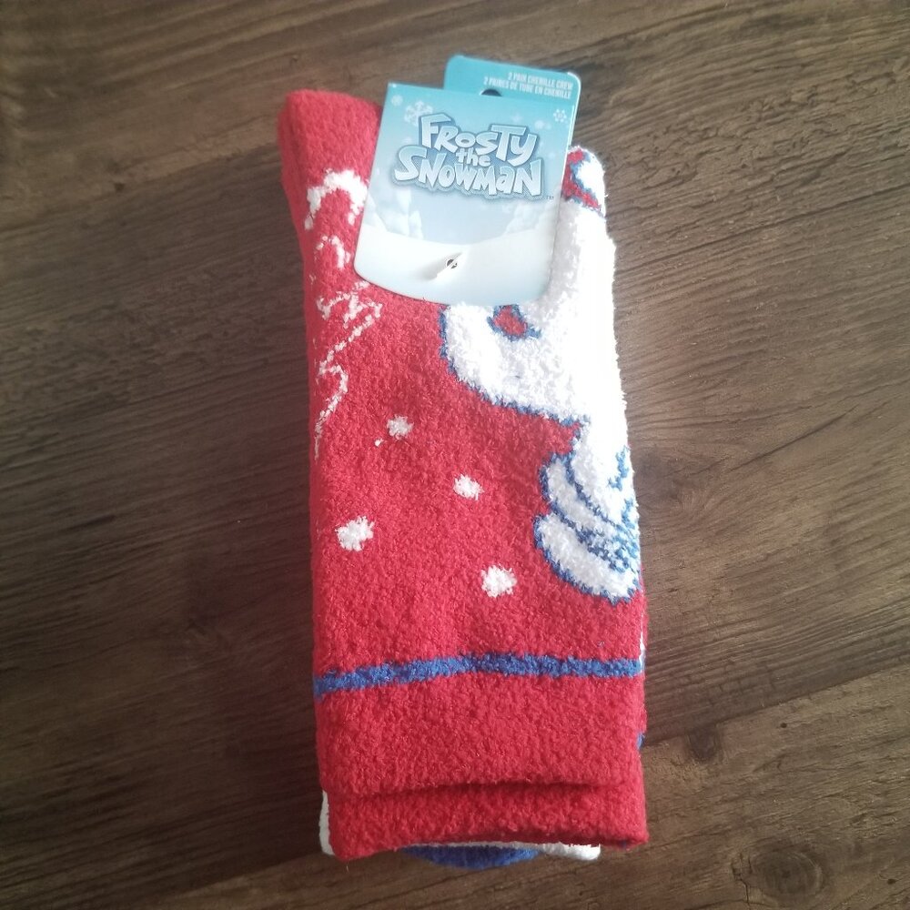Frosty The Snowman Chenille Socks - 2 pairs - Christmas Theme